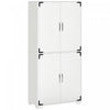 HOMCOM Rustic Style Storage Cupboard Bookcase Cabinet w/ 4 Shelves, White