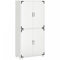HOMCOM Rustic Style Storage Cupboard Bookcase Cabinet w/ 4 Shelves, White