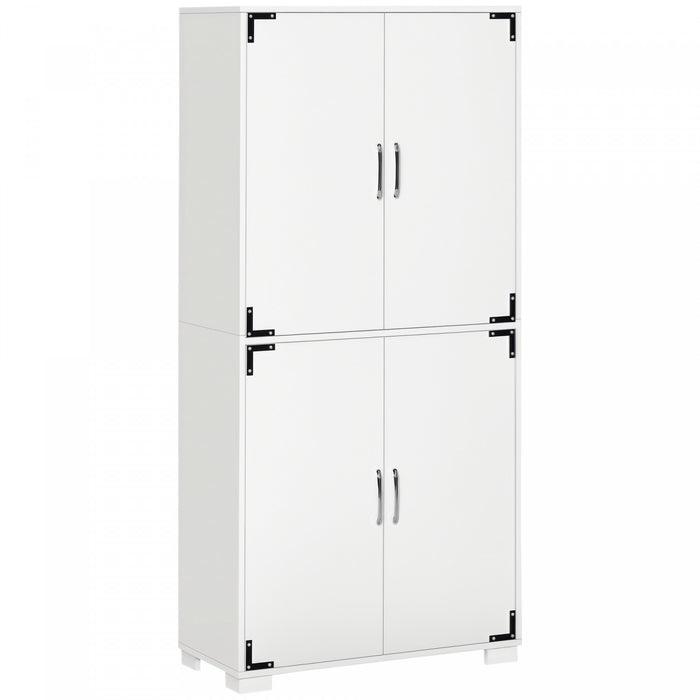 HOMCOM Rustic Style Storage Cupboard Bookcase Cabinet w/ 4 Shelves, White