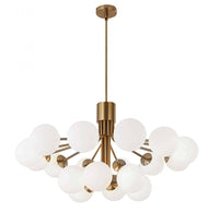 Dainolite Amanda 18 Light Chandelier Aged Brass White Opal Glass Lamp