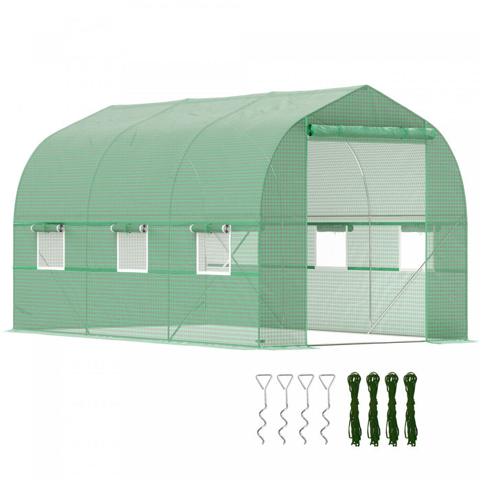Outsunny 6.6' X 11' X 7' Walk-in Greenhouse Outdoor Plant Tunnel, Green