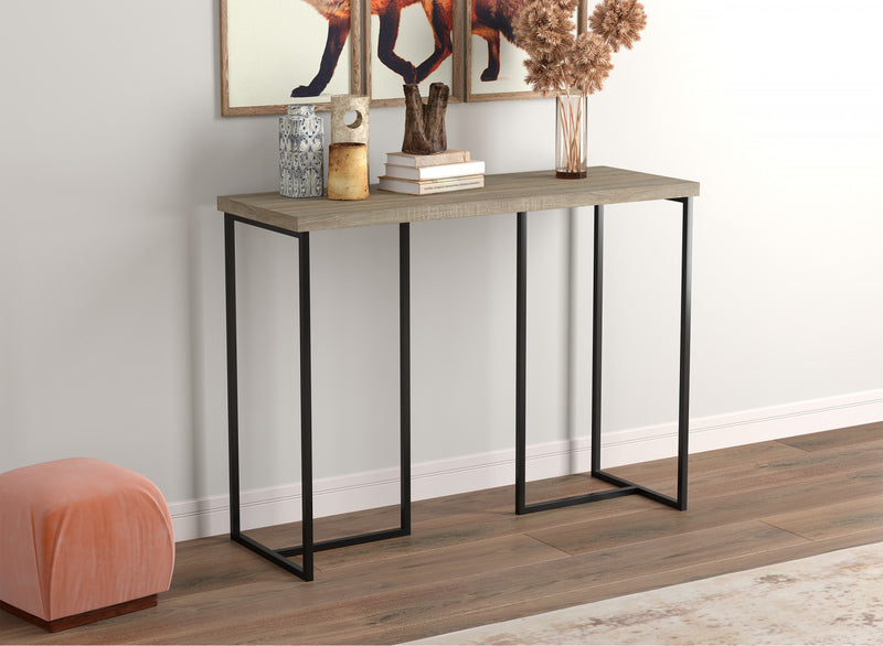 39” Console Table - Dark Taupe With Black Metal