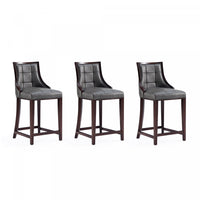 Fifth Avenue Traditional Wood Upholstered Counter Stool in Graphite - Set of 3 