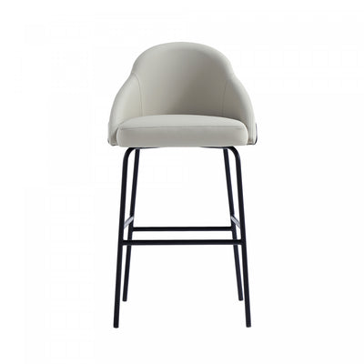 Gracie Modern Metal Upholstered Barstool in Stone Gray and Black Armoire | Tabouret de bar moderne en metal Gracie avec revetement en tissu, gris pierre et noir