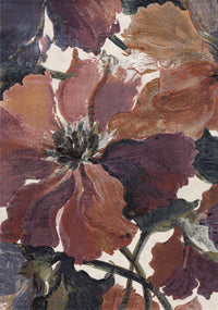 Amelia Dense Cream Pink Purple Floral Area Rug - 5'3