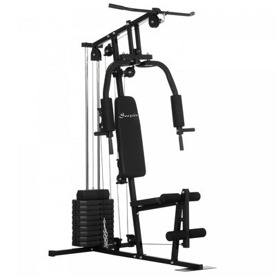 Soozier Home Gym Machine, Multifunction Gym Equipment With 99lbs Weight Stack For Back, Chest, Arm, |Soozier Station De Musculation Appareil De Gymnastique Domestique, Equipement Entrainement Multifonc