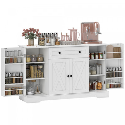 HOMCOM 54" Sideboard Buffet Cabinet, Farmhouse Kitchen Cabinet, White