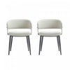 Luce Modern Textured Vegan Leather Metal Dining Chair in Oatmeal - Set of 2
