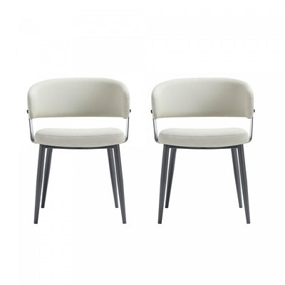 Luce Modern Textured Vegan Leather Metal Dining Chair in Oatmeal - Set of 2 | Chaise de salle a manger moderne Luce en cuir vegetalien texture et metal, couleur avoine - Lot de 2