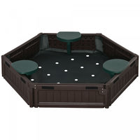 Kids Outdoor Sandbox, With Waterproof Oxford Canopy, Bottom Fabric Liner, Children Playset For 3-12 
