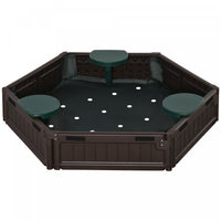 Kids Outdoor Sandbox, With Waterproof Oxford Canopy, Bottom Fabric Liner, Children Playset For 3-12