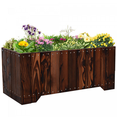Outsunny 37.5"x15"x15.75" Raised Garden Bed, Wooden Planters For Outdoor Plants, Rectangle Vegetable|Outsunny 37,5"x15"x15,75" Lit De Jardin Sureleve Lit De Jardin En Bois Jardiniere D'exterieur Boite