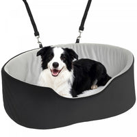 PawHut Dog Car Seat for Small Medium Pets, Dog Car Bed with Cushion and Safety Belt, Detachable and Washable Pet Bed for Puppy Under 33lbs, Black