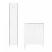 Naomi Modern 2-Piece Metal Storage Cabinets in White 