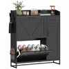 HOMCOM Shoe Cabinet, Farmhouse Shoe Storage Cabinet with Side Cabinet Black