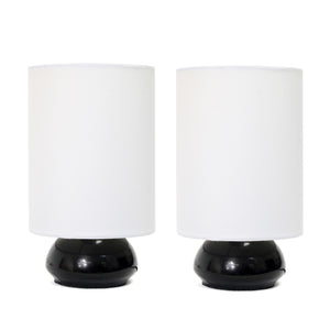 Simple Designs Gemini Colours 2-Piece Mini Touch Table Lamp Set - Black