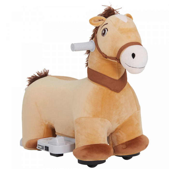 Qaba 6v Powered Ride-On Horse, Battery Powered Kids Electric Ride On Horse, Riding Pony Toy With Music Forward, Pu Wheels, Soft Touch, For Boys And Girls Aged 18-36 Months, Brown