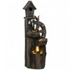 Outsunny 2-in-1 Outdoor Water Fountain with Birdhouse, Outdoor Waterfall