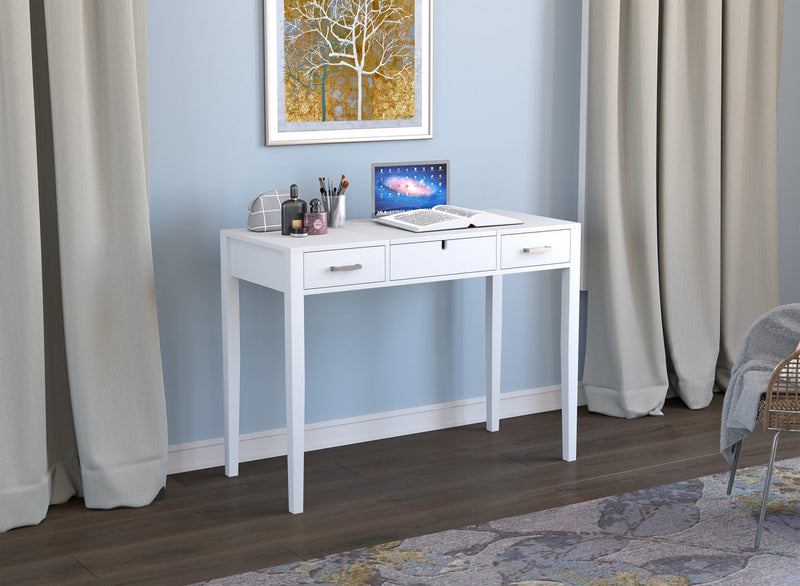 40” Console Table With 2 Drawers And 1 Foldable Mirror - White