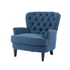 Arcadia Vintage-Inspired Lounge Chair with Nailhead Trim and Curved Backrest, Navy Blue