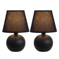 Simple Designs Mini Ceramic Globe 2-Piece Table Lamp Set - Black