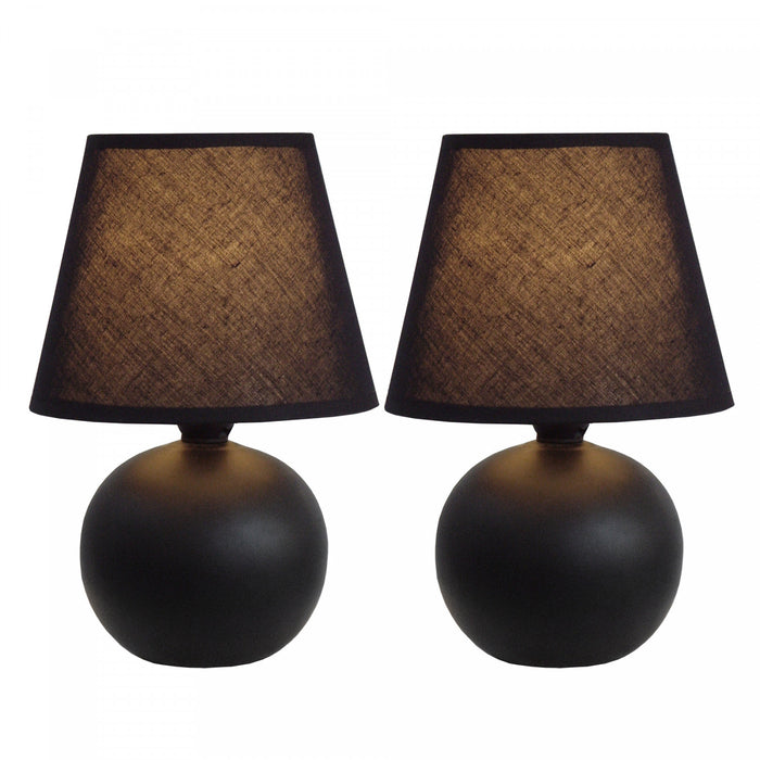 Simple Designs Mini Ceramic Globe 2Piece Table Lamp Set Black The