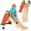 Qaba Toddler Slide, 3 In 1 Kids Slide With Basketball Hoop, Climber, Carrot-themed Foldable Indoor Slide For 1-3 Years Old, Orange