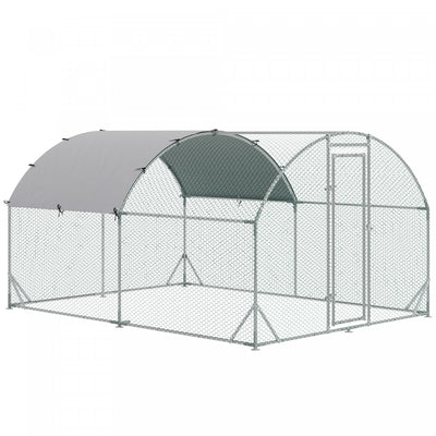 Pawhut Galvanized Large Metal Chicken Coop Cage Walk-in Enclosure Poultry Hen Run House Playpen Rabb|Pawhut Grand Poulailler En Metal Galvanise, Avec Couvercle, Pour L'exterieur De La Cour 110.25 "l X