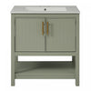 Simona 30\" Solid Wood Bathroom Vanity With Ceramic Sink And Storage - Green