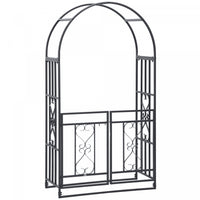 Outsunny 6.7 Ft Steel Garden Arch With Gate Outdoor Courtyard Lawn Backyard