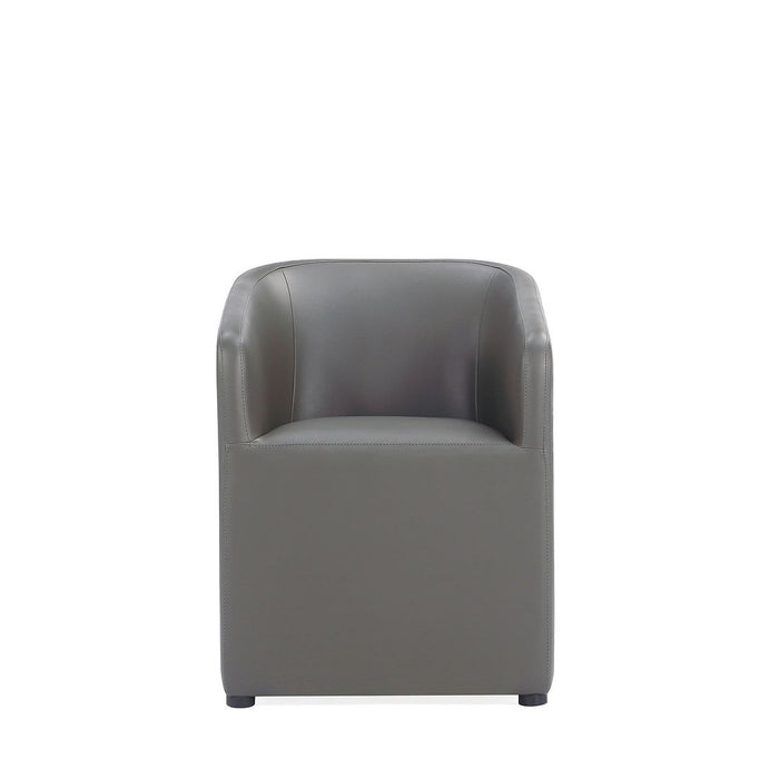 Manhattan Comfort Anna Modern Round Faux Leather Dining Chair - Pewter