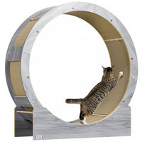 Pawhut 36 Inch Cat Wheel Exerciser For Indoor Cats, Kitten Treadmill With Carpeted Runway And Brake, Kitty Running Toy For Fitness & Healthy, Grey