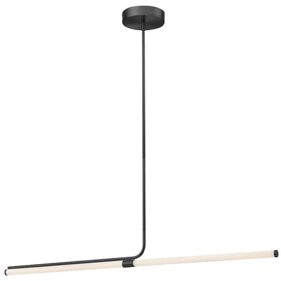 Dainolite Corvette Horizontal Pendant 24w Matte Black Finish White Acrylic Diffuser Lamp|Luminaire suspendu horizontal Corvette de Dainolite en acrylique blanc qui diffuse la lumière, avec fini noir mat et ampoule de 24 W
