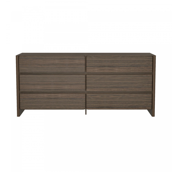 Linda Modern 72\" Dresser in Walnut Brown (6-Drawer)