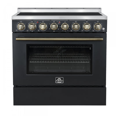 Forno Paolo 36 Inch Black Freestanding Electric Range, Black, 5.44 cu.ft., True Convection - FFSEL6011-36BLK | Cuisiniere electrique Paolo 36 pouces, noire, 5,44 pi³ - FFSEL6011-36BLK