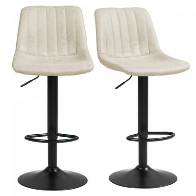 HOMCOM Adjustable Bar Stools Set of 2, Leathaire Swivel Barstools w/ Back