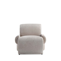 Verandah Mid-Century Modern Chenille Lounge Chair in Beige 