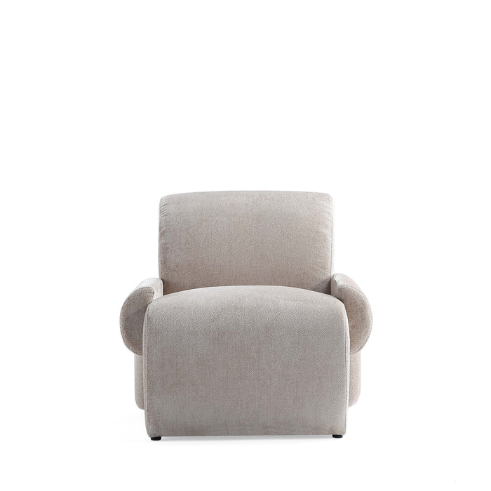 Verandah Mid-Century Modern Chenille Lounge Chair in Beige