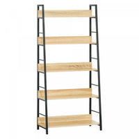 HOMCOM Modern 5-Tier Bookshelf Storage with Metal Frame Wooden Bookcase