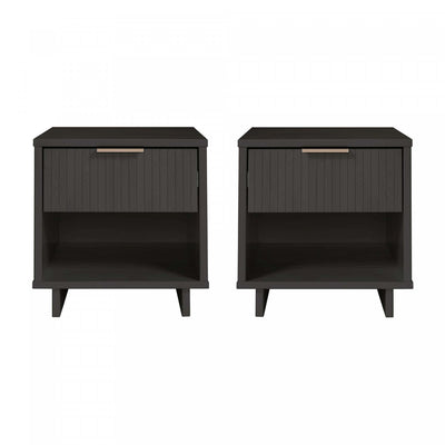 Granville Modern 18" Nightstand in Charcoal Gray (1-Drawer) - Set of 2 | Table de nuit Granville Modern 18" en gris charbon (1 tiroir) - Lot de 2