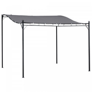 Outsunny 10'x10' Outdoor Portable Sun Shelter Door Porch Cover Steel Gazebo Canopy Grey