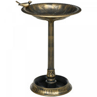 Outsunny Bird Bath For Outdoors, Birdbath With Bird Decoration, Bronze