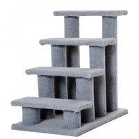 Pawhut 4-step Multi-level Carpeted Cat Scratching Post Pet Stairs, Grey