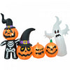 Homcom 7.5ft Inflatable Halloween Pumpkin Ghost Family, LED Yard Display|Homcom Famille Fantome De Citrouille D'halloween Gonflable 7,5 Pieds