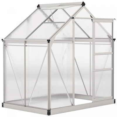 Outsunny Greenhouse, Walk-in Hot House, Clear Pc Board With Sliding Door|Outsunny Serre, Serre De Plain-pied Transparente Avec Porte Coulissante