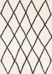 Fairmont White Grey Trellis Rug, 6'7