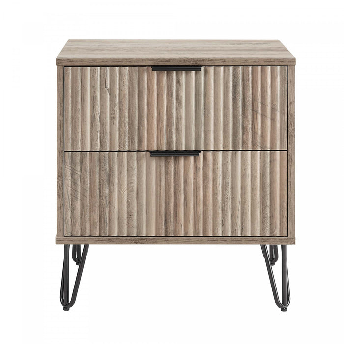Dumbo Modern 20\" Fluted Nightstand in Rustic Gray (2-Drawer)