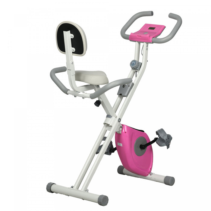 Soozier Foldable Exercise Bike W/ 8 Level Quiet Magnetic Resistance, Pink