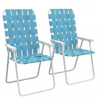 Outsunny Set Of 2 Folding Patio Chairs, Classic Portable Chair Set, Blue
