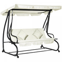 Outsunny 3-seat Outdoor Patio Swing Chair, Converting Flat Bed, Canopy Swing With Adjustable Shade, 